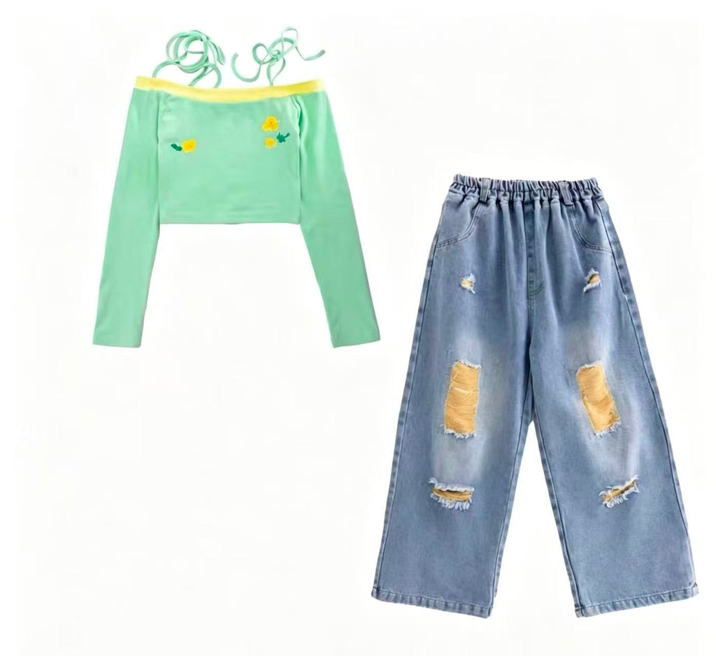Fresh Bloom Denim Set