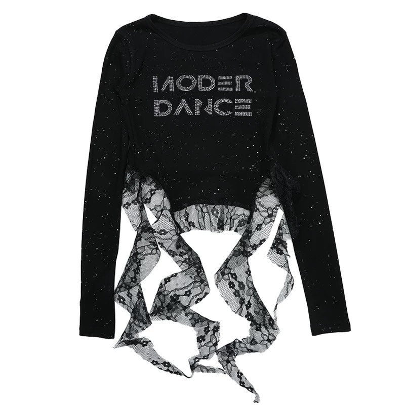 Black & Silver Hip-Hop Dance Top
