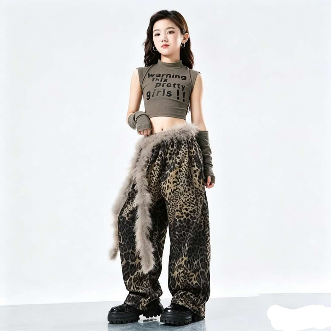 Leopard Baggy Cargo Pants Set